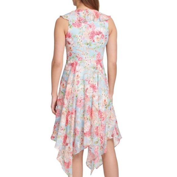 Kensie Ruffle Asymmetrical Floral Dress - Picture 2 of 5